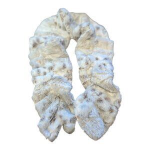 Vine Street Animal Print Scrunchy Scarf O/S Faux Fur Fall Winter White Brown